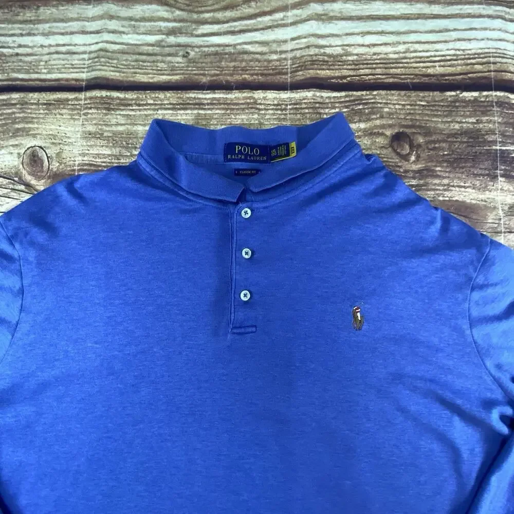Polo Ralph Lauren Long Sleeve Polo Shirt Mens Classic Fit Medium Wash Blue XXL